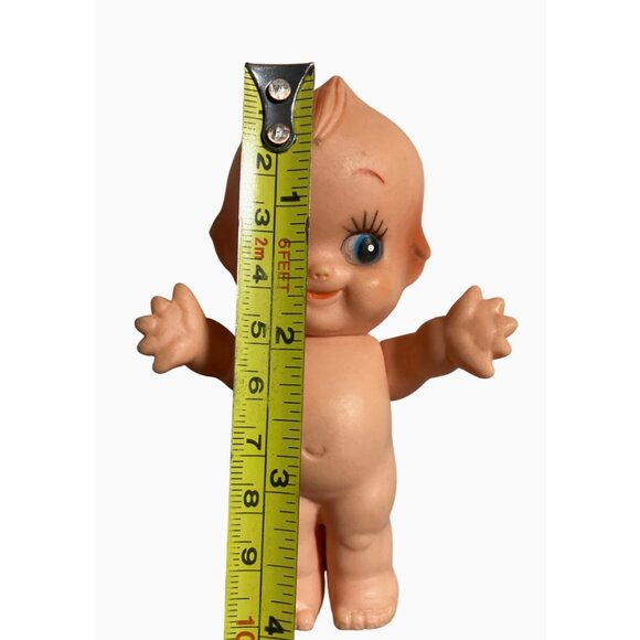 Kewpie Rubber Doll 4.5" Collectible Figure With Blue Eyes and Smiling Face - Picture 5 of 10